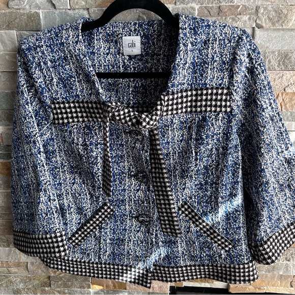 Cabi Womens Medium Reina Collection Club Jacket Blazer Ponte Knit 5294 Black Chk - Picture 6 of 6